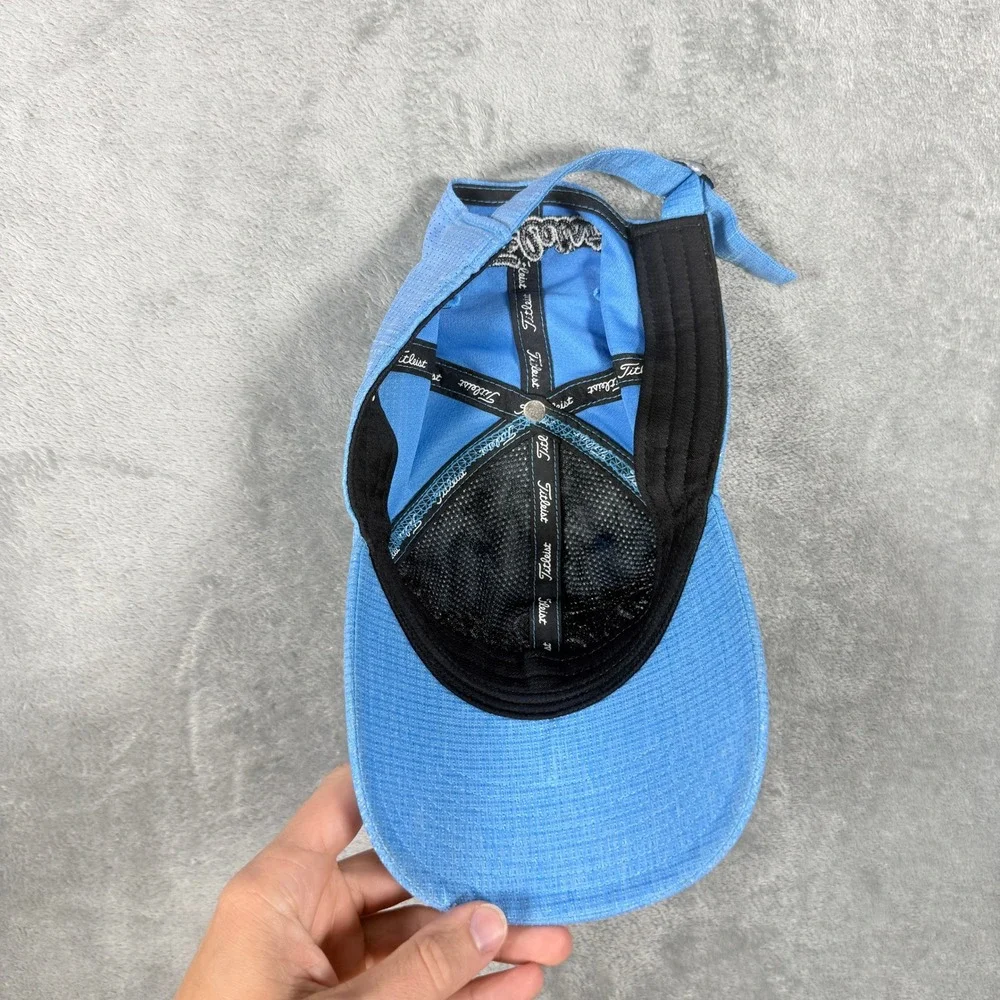 Titleist Mens OSFA Golf Hat Light Blue Adjustable Strapback Mesh